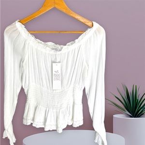 PATRONS OF PEACE LADIES ELASTICATED OFF THE SHOULDER TOP 100% RAYON SIZE SMALL